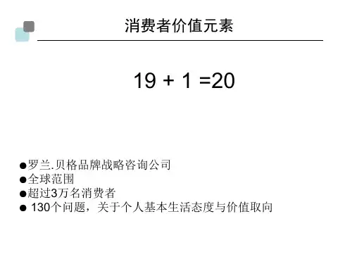 20种常见的消费者价值元素