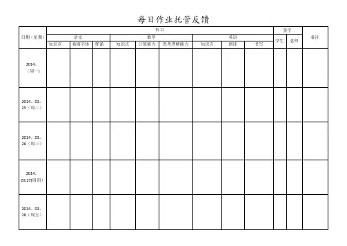 每日作业托管反馈【范本模板】