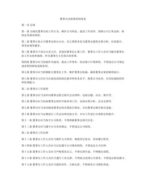 董事办内部规章制度表