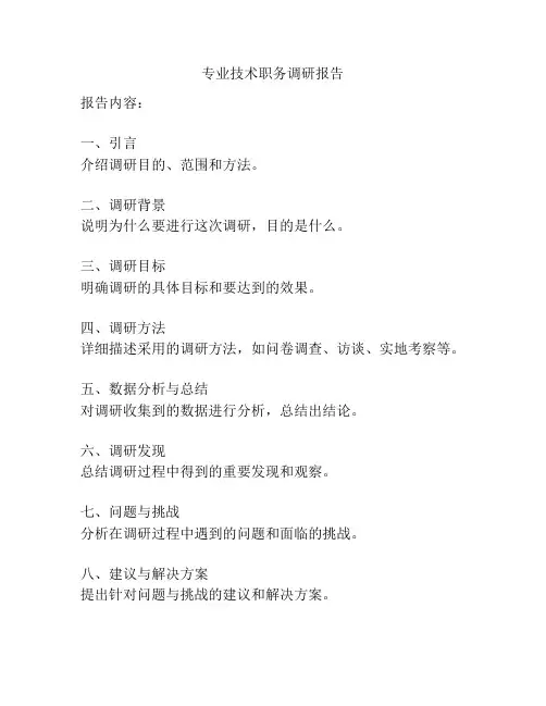 专业技术职务调研报告