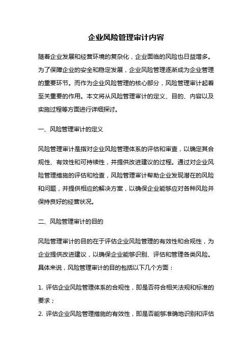 企业风险管理审计内容