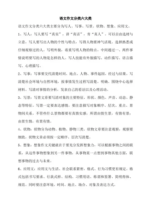 语文作文分类六大类