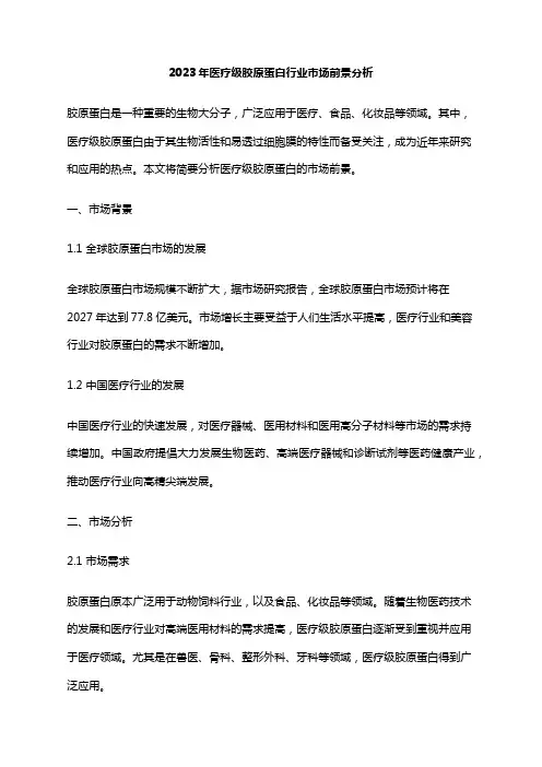 2023年医疗级胶原蛋白行业市场前景分析