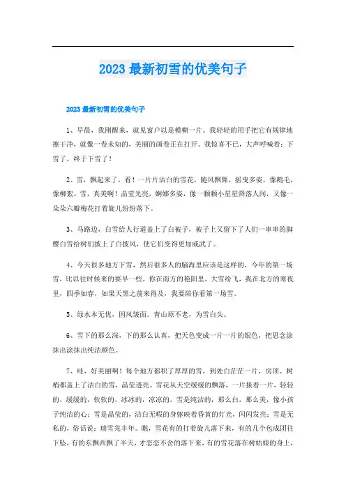 2023最新初雪的优美句子