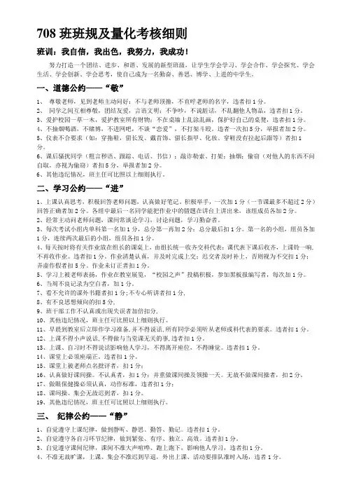 班规及考核表