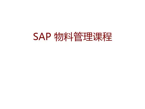 SAP 物料管理课程