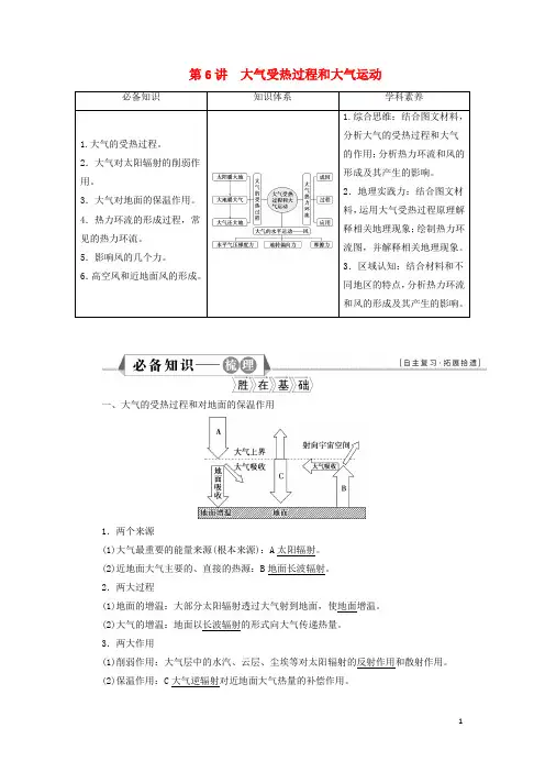 新教材高考地理一轮复习第二章地球上的大气第6讲大气受热过程和大气运动学案新人教版