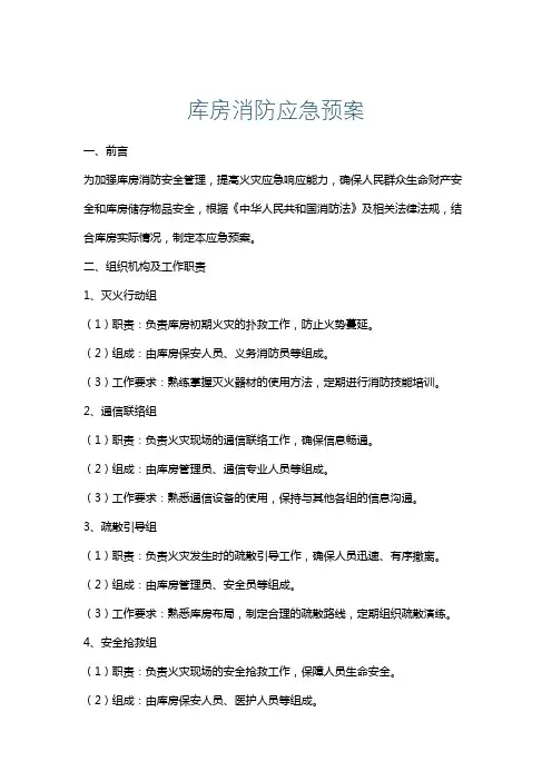 库房消防应急预案