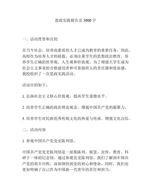 思政实践报告及3000字