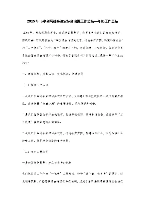 市水利局社会治安综合治理工作总结—年终工作总结