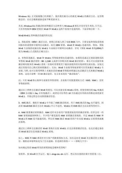 完全解读Win8.1正式版激活方法(和Win8有什么不同？)