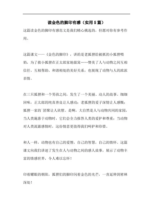 读金色的脚印有感(实用5篇)