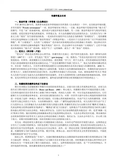 传播学几个重点名词解释
