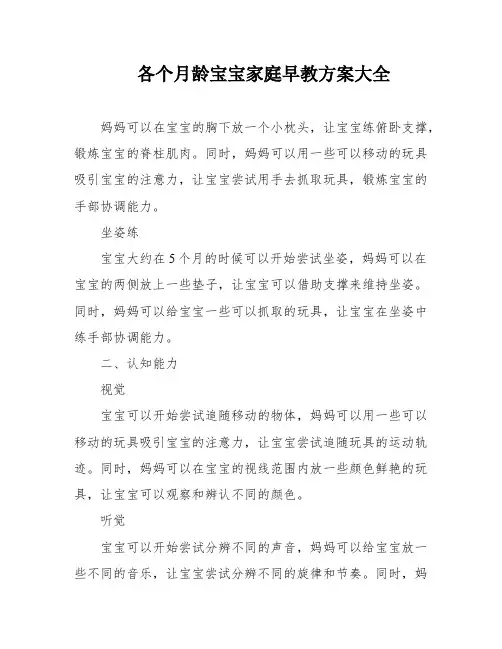 各个月龄宝宝家庭早教方案大全