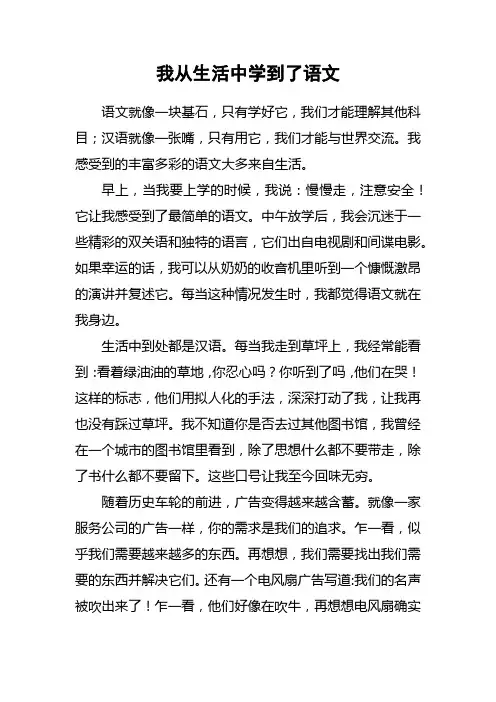 我从__中学到了优秀作文