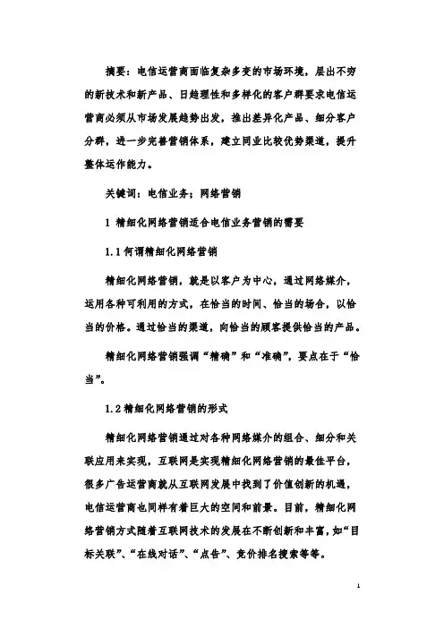 电信业务精细化网络营销