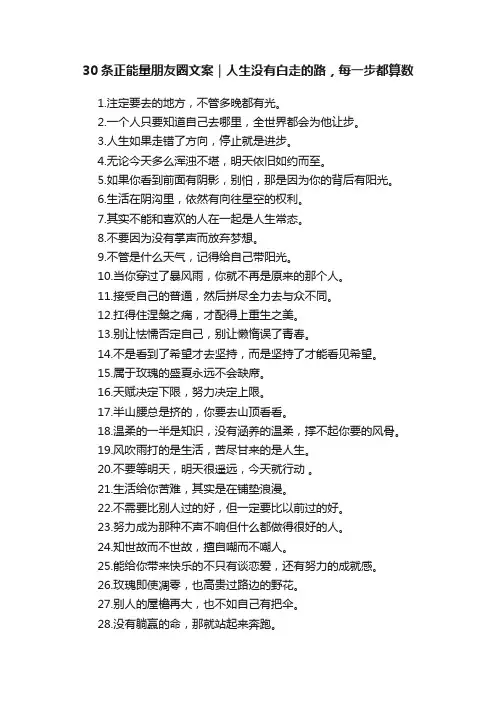 30条正能量朋友圈文案｜人生没有白走的路，每一步都算数