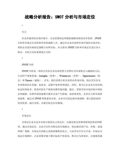 战略分析报告：SWOT分析与市场定位