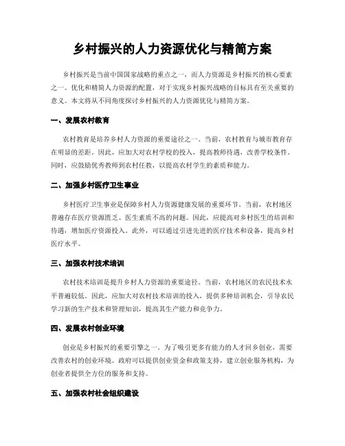 乡村振兴的人力资源优化与精简方案