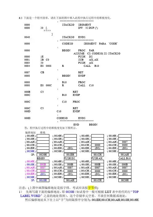 《汇编语言程序设计》课后习题6.5参考答案