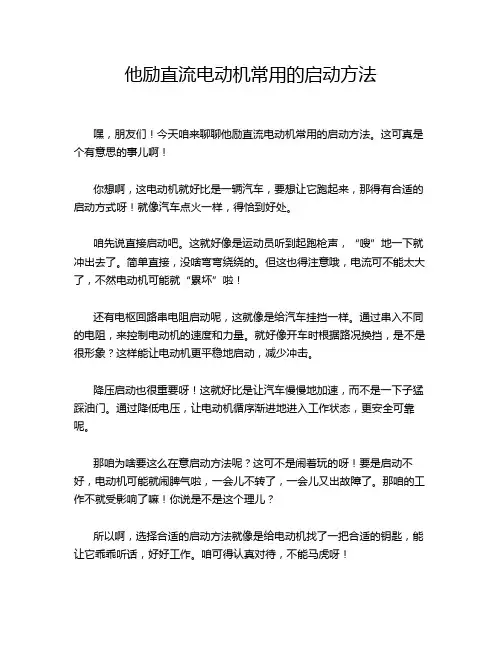 他励直流电动机常用的启动方法