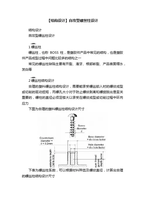 【结构设计】自攻型螺丝柱设计