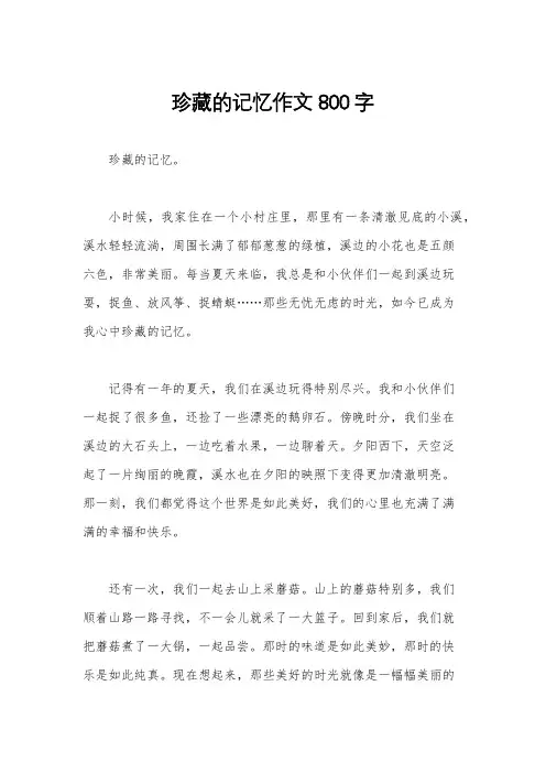 珍藏的记忆作文800字
