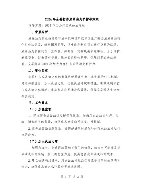 2024年全县打击成品油走私指导方案