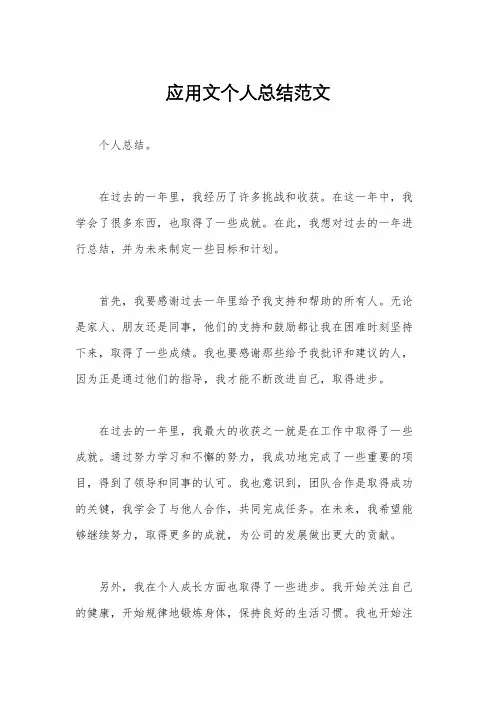 应用文个人总结范文