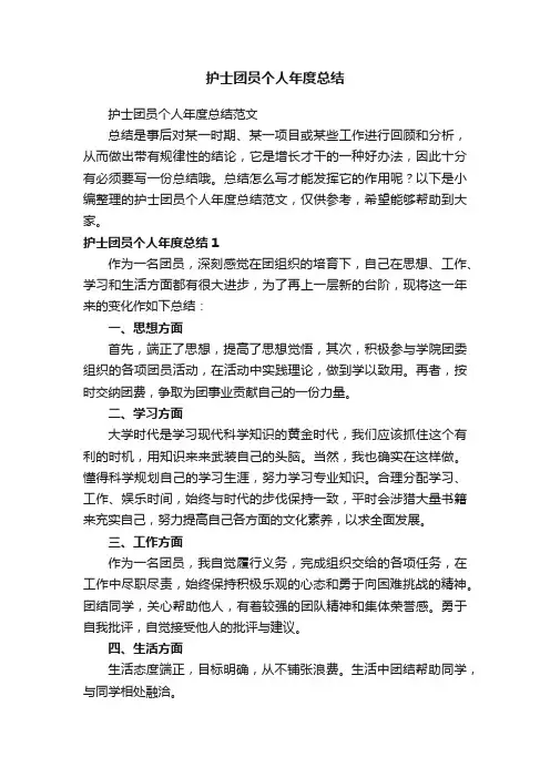 护士团员个人年度总结