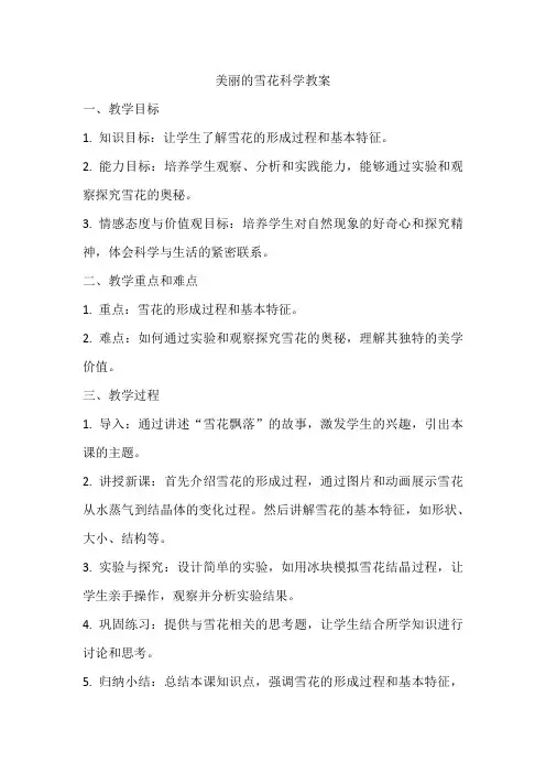 美丽的雪花科学教案