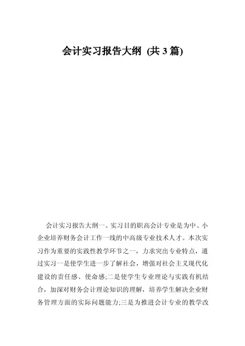 会计实习报告大纲（共3篇）