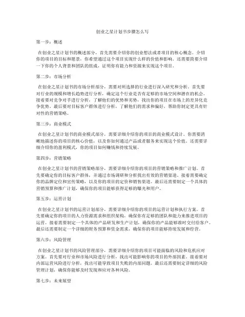 创业之星计划书步骤怎么写