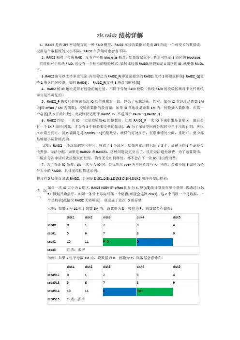 zfs raidz结构详解