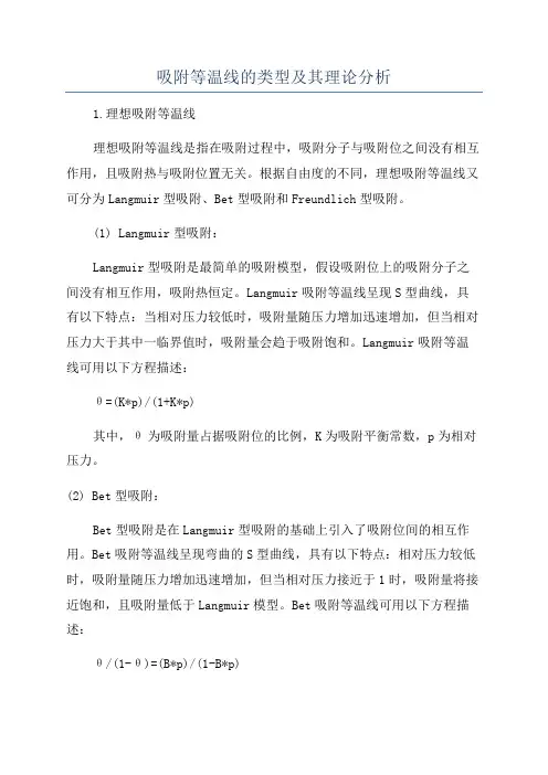 吸附等温线的类型及其理论分析