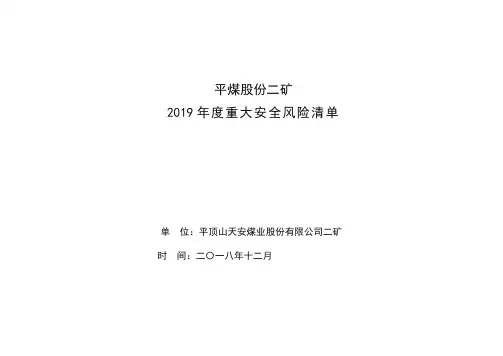 2019年度重大安全风险清单