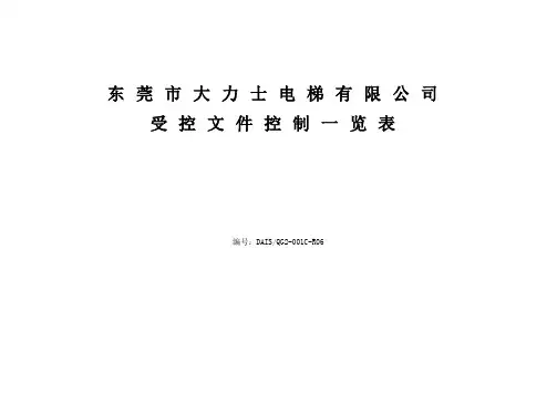 受控文件控制一览表