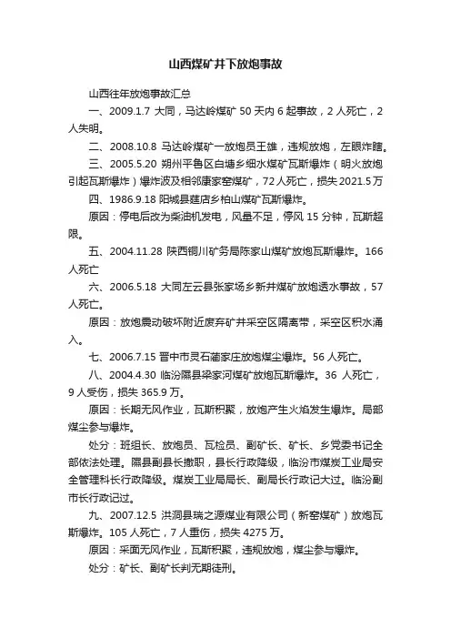 山西煤矿井下放炮事故