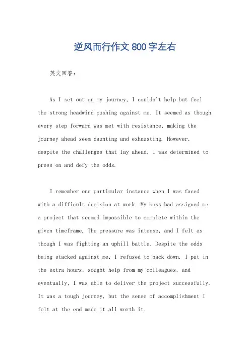 逆风而行作文800字左右