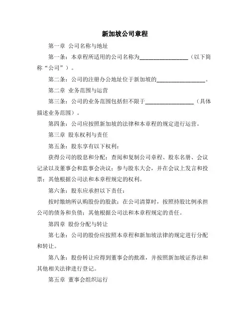 新加坡公司章程