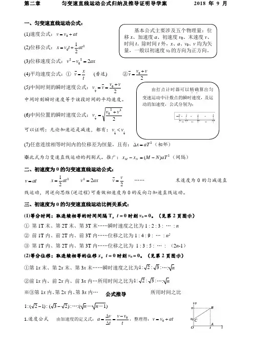 物理必修第二章匀变速直线运动公式归纳与推导
