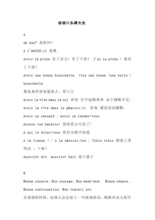 法语口头禅大全