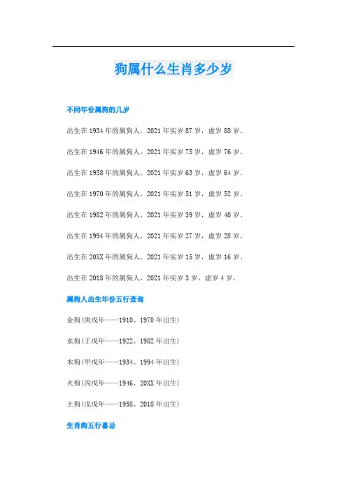 狗属什么生肖多少岁