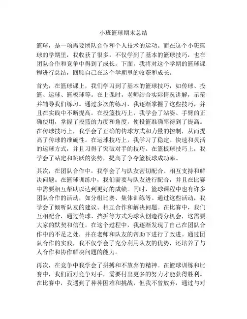 小班篮球期末总结