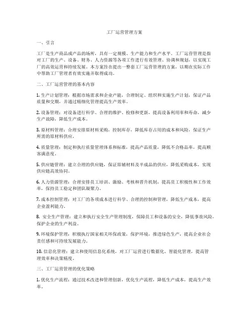 工厂运营管理方案