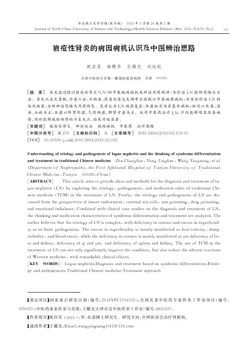 狼疮性肾炎的病因病机认识及中医辨治思路