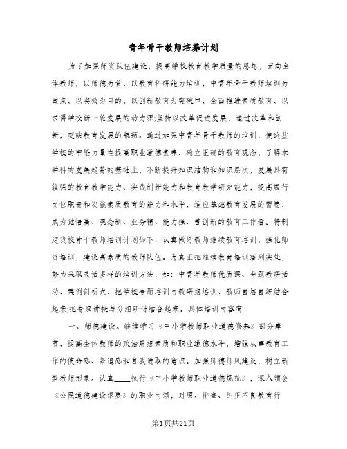 2024年青年骨干教师培养计划（6篇）