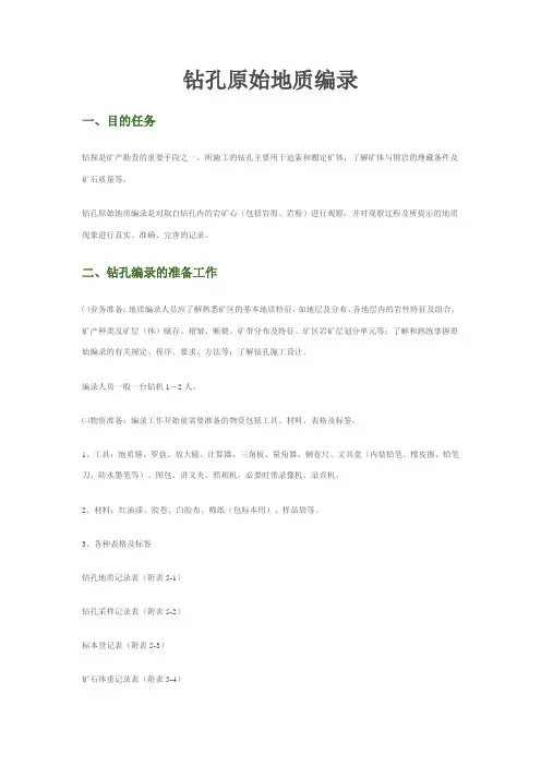 地质钻孔原始编录