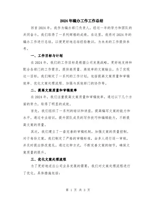 2024年编办工作工作总结