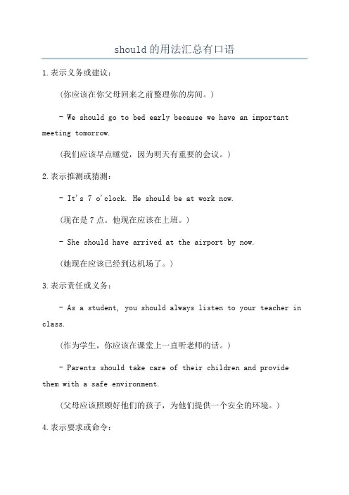 should的用法汇总有口语